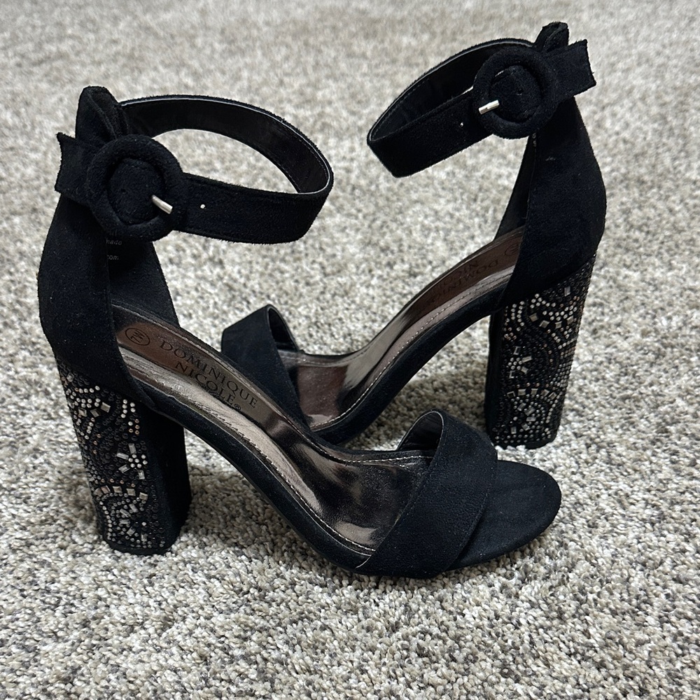 Dominique Nicole Elegant Black Bedazzled Heels